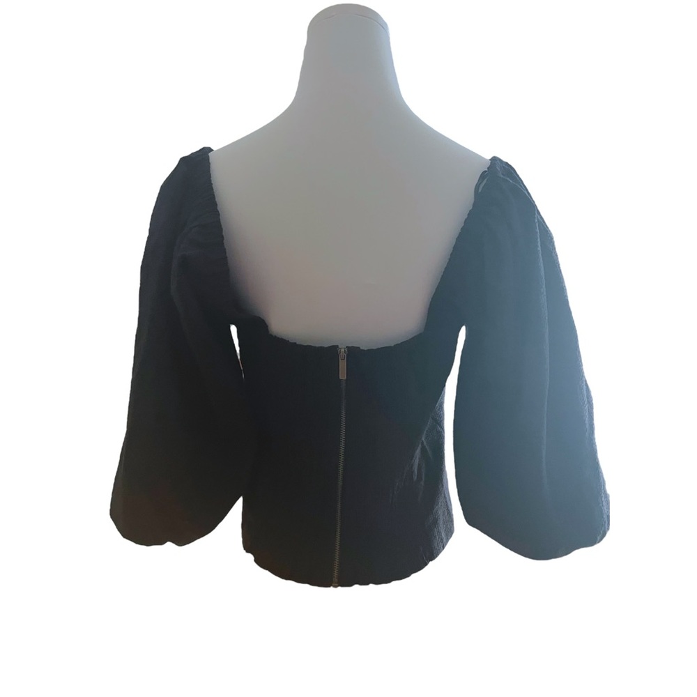 1. State Black Puff Gingham Check Pattern Sleeve … - image 4